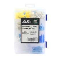 professional manufacturer provides 250pcs drywall anchor & screw kit value packed by 8comp pp box