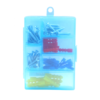 professional manufacturer 66pcs plastic anchor & screw kit value packed by colorful pp box