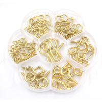 2020 new flower ps box packing 96pcs various of size brass plated eye screw kit