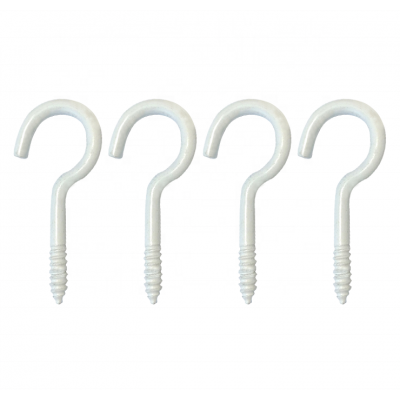 Ican supply 5.2x80x25mm white painted screw hook 4pcs in one card