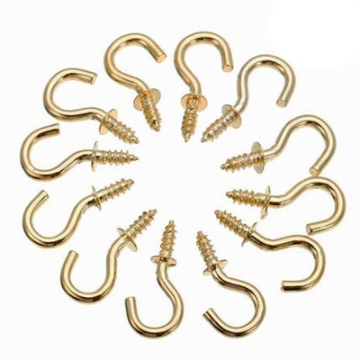 2019 new style size avaialbe from 1/2" to 2" brass plated Screw-In Ceiling Hooks Cup Hooks