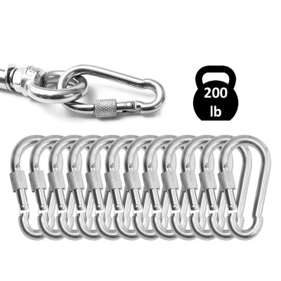 Heavy Duty  stainless Steel Carabiner Spring Snap Clip Link Hooks. Great for Ropes, Chains, Straps,